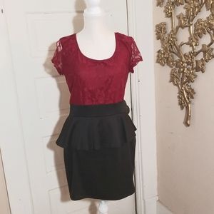 *Dark red and black mini dress!*